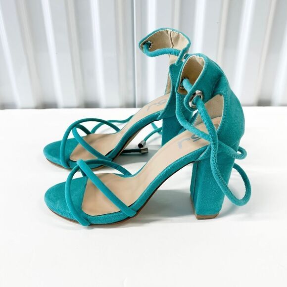 FSJ Women Suede Open Toe Chunky Heels Strappy Sandals Vacation Shoes Party Shoes - Picture 3 of 7